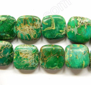 Green Impression Jasper  -  Puff Squares  16"