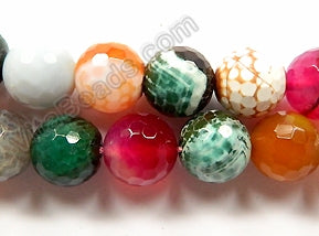 Mixed Fire Agate Bright  -   Faceted Round