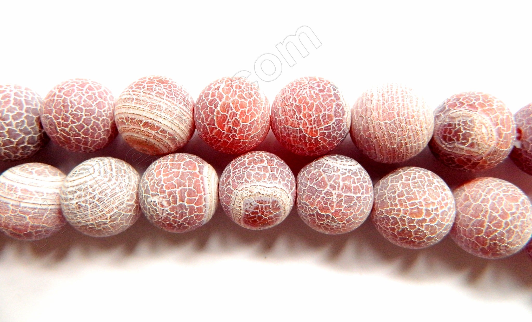 Frosted Fire Agate Red  -  Big Smooth Round Beads  16"