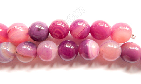 Violet Purple Red Sardonix Agate  -  Big Smooth Round Beads  16"