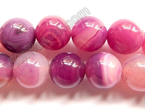 Violet Purple Red Sardonix Agate  -  Big Smooth Round Beads  16"