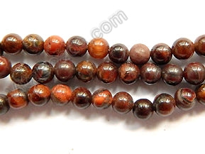 Red Tiger Eye  -  Smooth Round   16"    3.5 mm