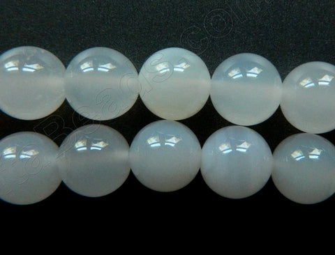 White Blue Chalceony Natural  A  -  Smooth Round  16"    10 mm