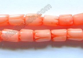 Peach Coral  -  Carved Tulip Strand 16"