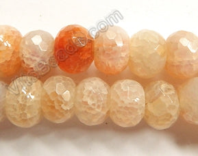 Peach Fire Agate  -  Big Faceted Rondels  16"    18 x 12 mm