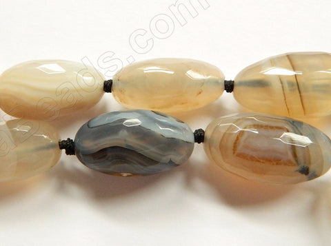 Grey Yellow Natural Agate - Faceted Tumble Necklace 16"  Size Graduated 18x30mm-25x35mm