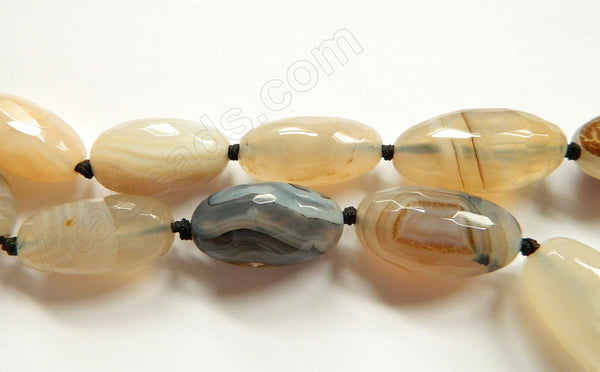 Grey Yellow Natural Agate - Faceted Tumble Necklace 16"  Size Graduated 18x30mm-25x35mm