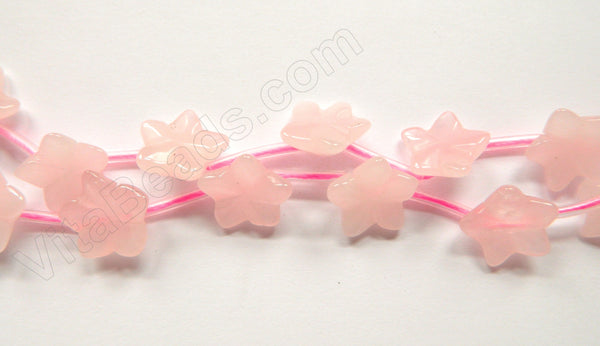 Rose Qtz  -  Carved Star Flower Strand  16"