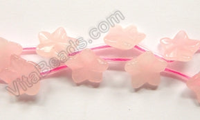 Rose Qtz  -  Carved Star Flower Strand  16"