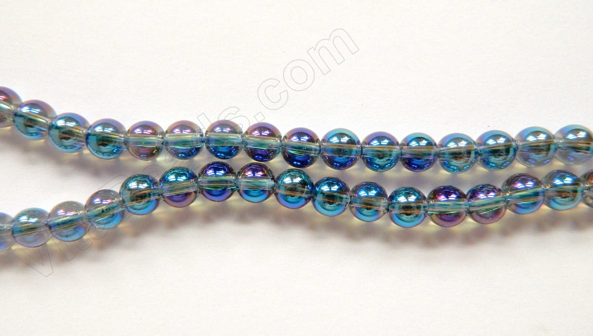 Blue Purple Coated Natural Crystal AAA  -  Smooth Round 16"