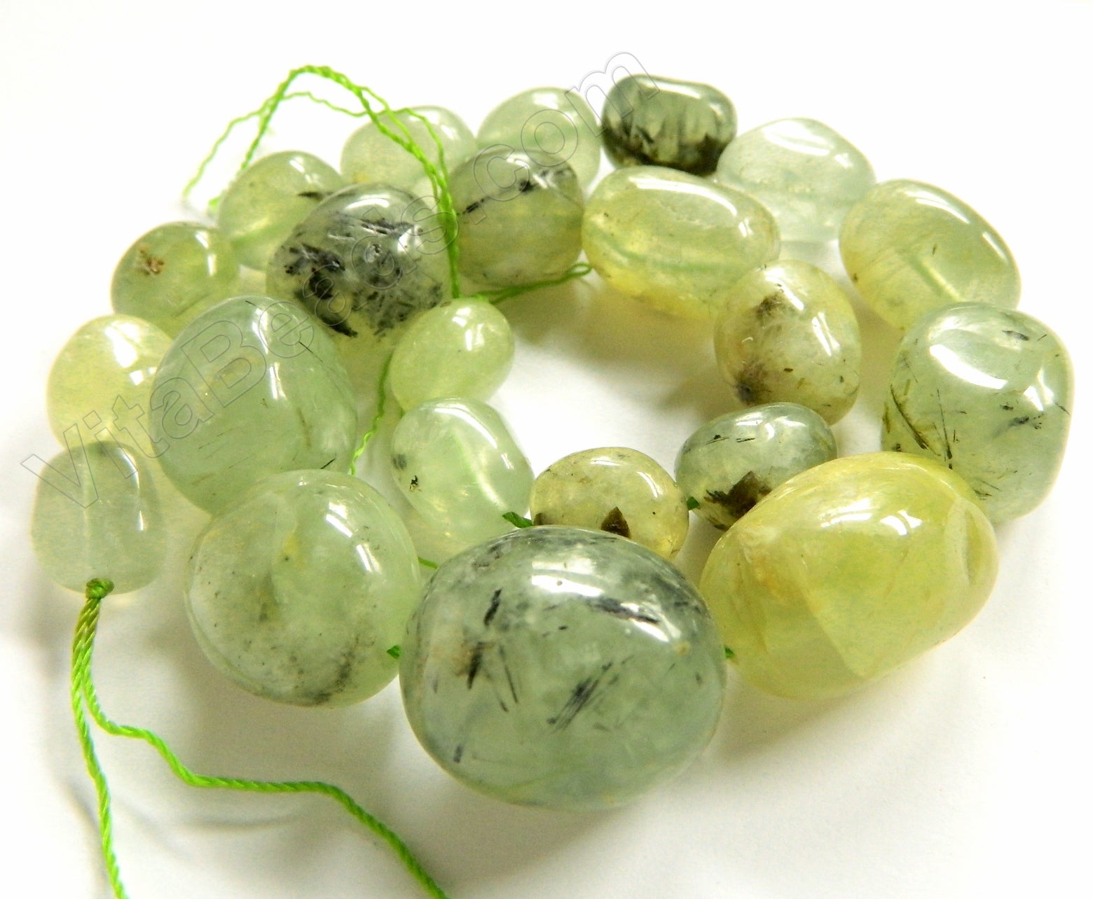 Prehnite A  -  Graduated Smooth Tumble Strand  16"