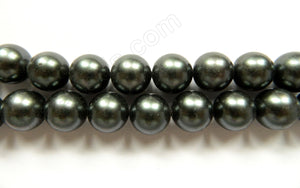 Pearl Shell - Dark Grey -  Big Smooth Round Beads 16"