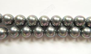 Pearl Shell - Ash Grey Purple - Smooth Round Beads 16"    12 mm