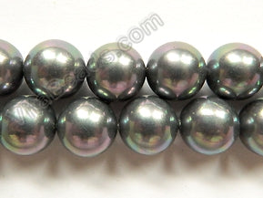 Pearl Shell - Ash Grey Purple - Smooth Round Beads 16"    12 mm