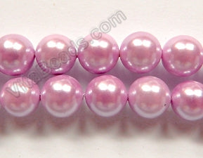 Pearl Shell - Lavender - Smooth Round Beads 16"    10 mm