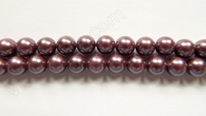 Pearl Shell - Dark Violet - Smooth Round Beads 15"
