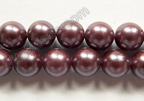 Pearl Shell - Dark Violet - Smooth Round Beads 15"
