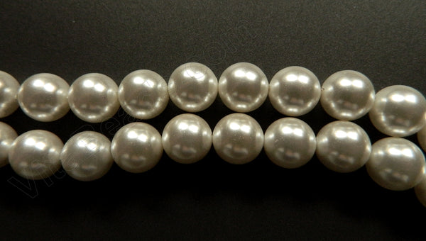 Pearl Shell - White - Smooth Round Beads 16"