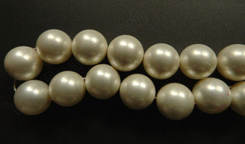 Pearl Shell - Cream White  -  Smooth Round Beads 16"