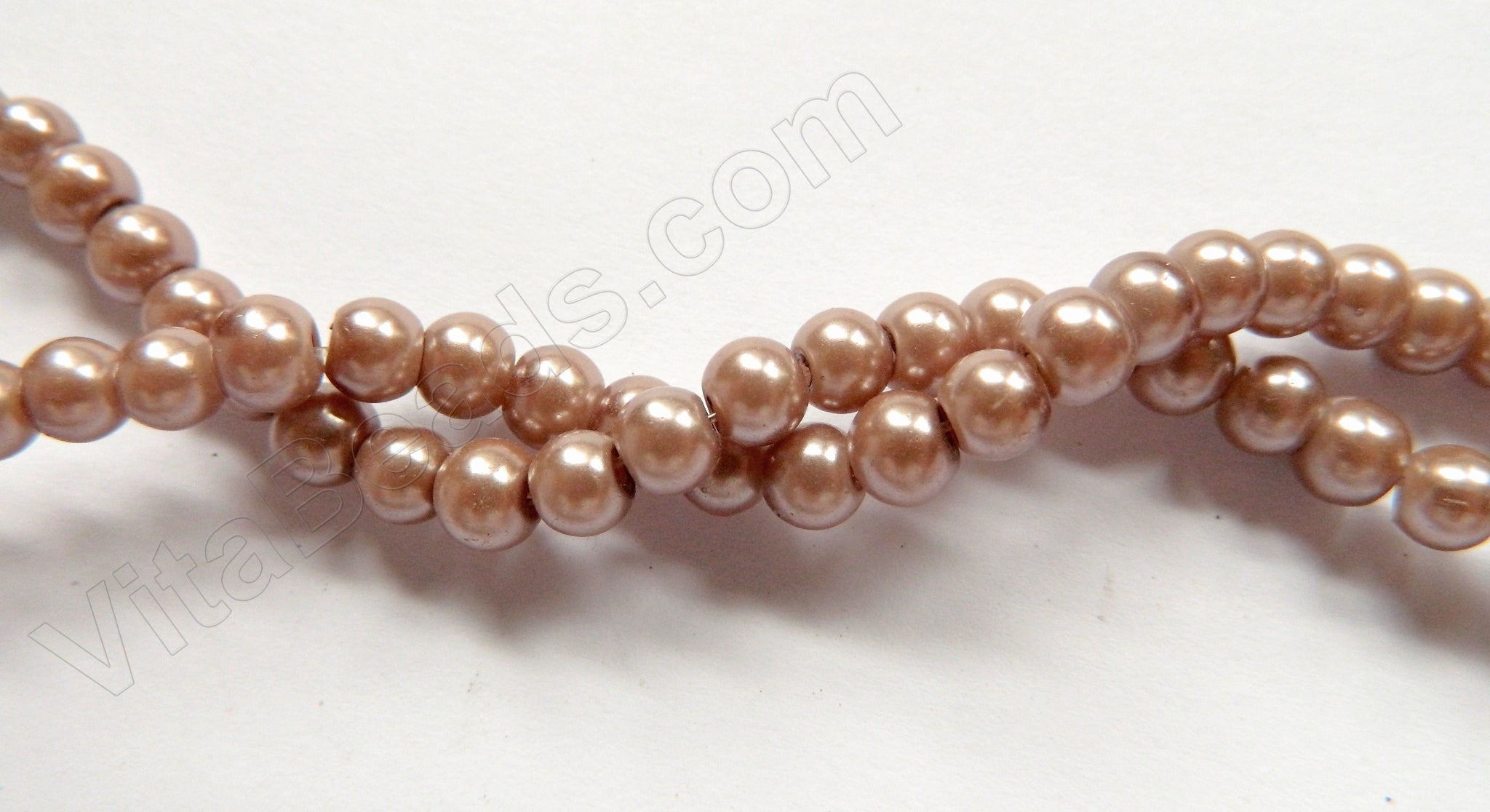 Glass Pearl   -  Light Brown Purple  -  Smooth Round 16"     6x5mm
