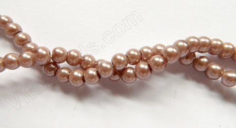 Glass Pearl   -  Light Brown Purple  -  Smooth Round 16"     6x5mm