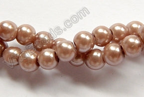 Glass Pearl   -  Light Brown Purple  -  Smooth Round 16"     6x5mm