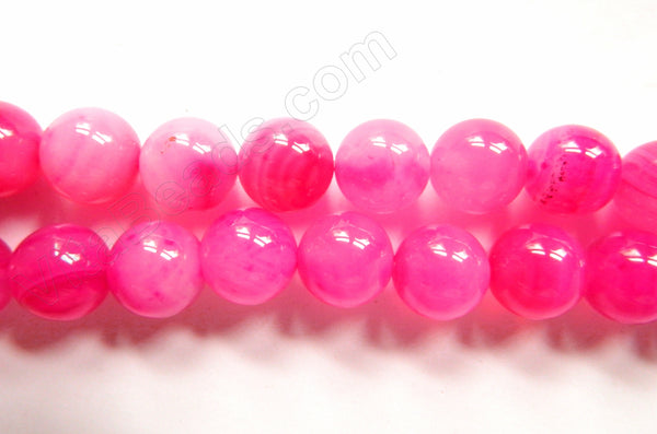 Bright Fuchsia Sardonix Agate  -  Big Smooth Round Beads  16"