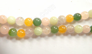 Mixed 5 Color Light Stone  -  Smooth Round  16"    8 mm