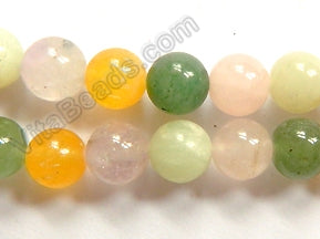 Mixed 5 Color Light Stone  -  Smooth Round  16"    8 mm