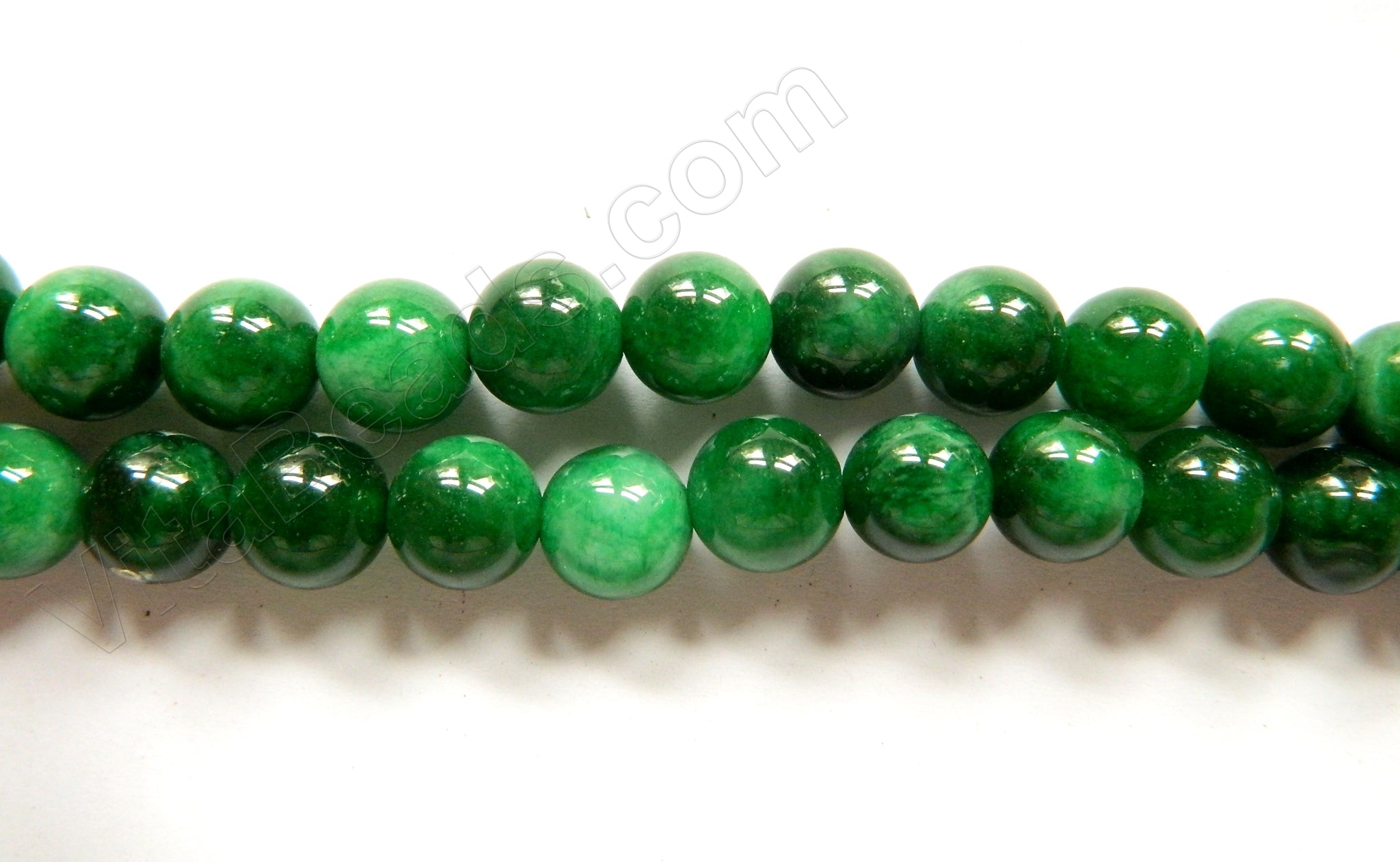 Dark Green White Candy Jade  -  Smooth Round  16"