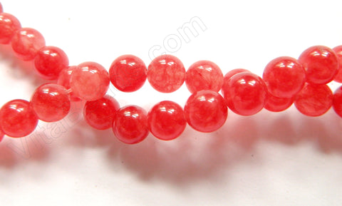 Cherry White Candy Jade  -  Smooth Round Beads 16"    8 mm