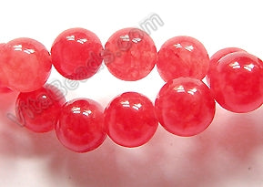 Cherry White Candy Jade  -  Smooth Round Beads 16"    8 mm