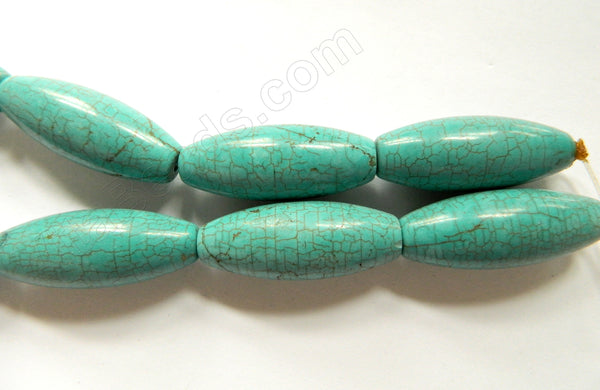 Cracked Chinese Turquoise  -  Round Long Rice  16"