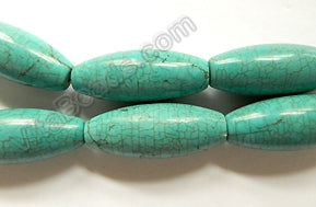 Cracked Chinese Turquoise  -  Round Long Rice  16"