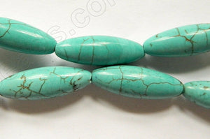 Cracked Chinese Turquoise  -  Round Long Rice  16"