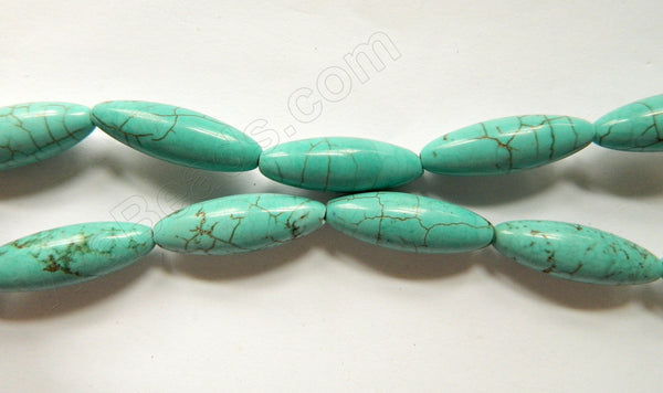 Cracked Chinese Turquoise  -  Round Long Rice  16"