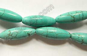 Cracked Chinese Turquoise  -  Round Long Rice  16"