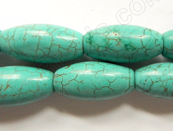 Cracked Chinese Turquoise  -  Round Long Rice  16"