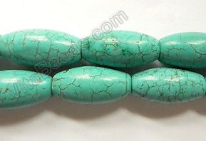 Cracked Chinese Turquoise  -  Round Long Rice  16"