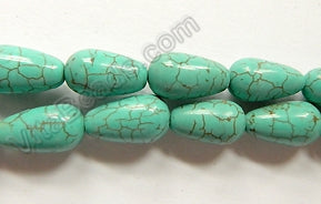 Cracked Chinese Turquoise  -  Smooth Drops 16"