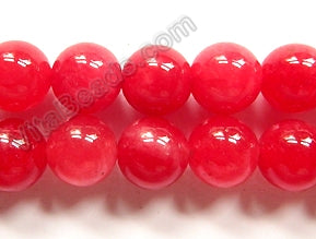 Cherry White Candy Jade  -  Smooth Round  16"       12 mm