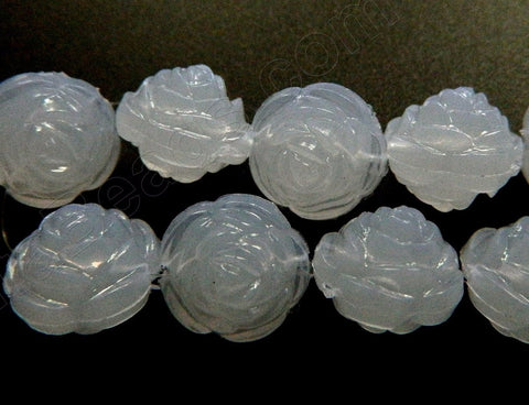 White Acrylic  -  Carved Rose  5"    14 x 14 x 13 mm