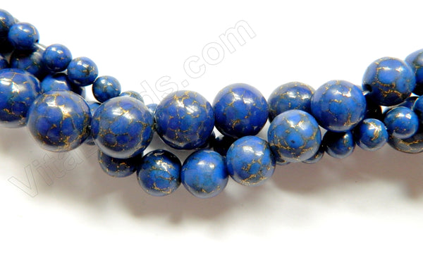 Lapis Prase Turquoise  -  Smooth Round Beads   16"   10 mm