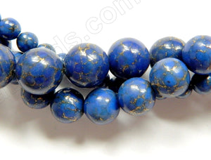 Lapis Prase Turquoise  -  Smooth Round Beads   16"   10 mm