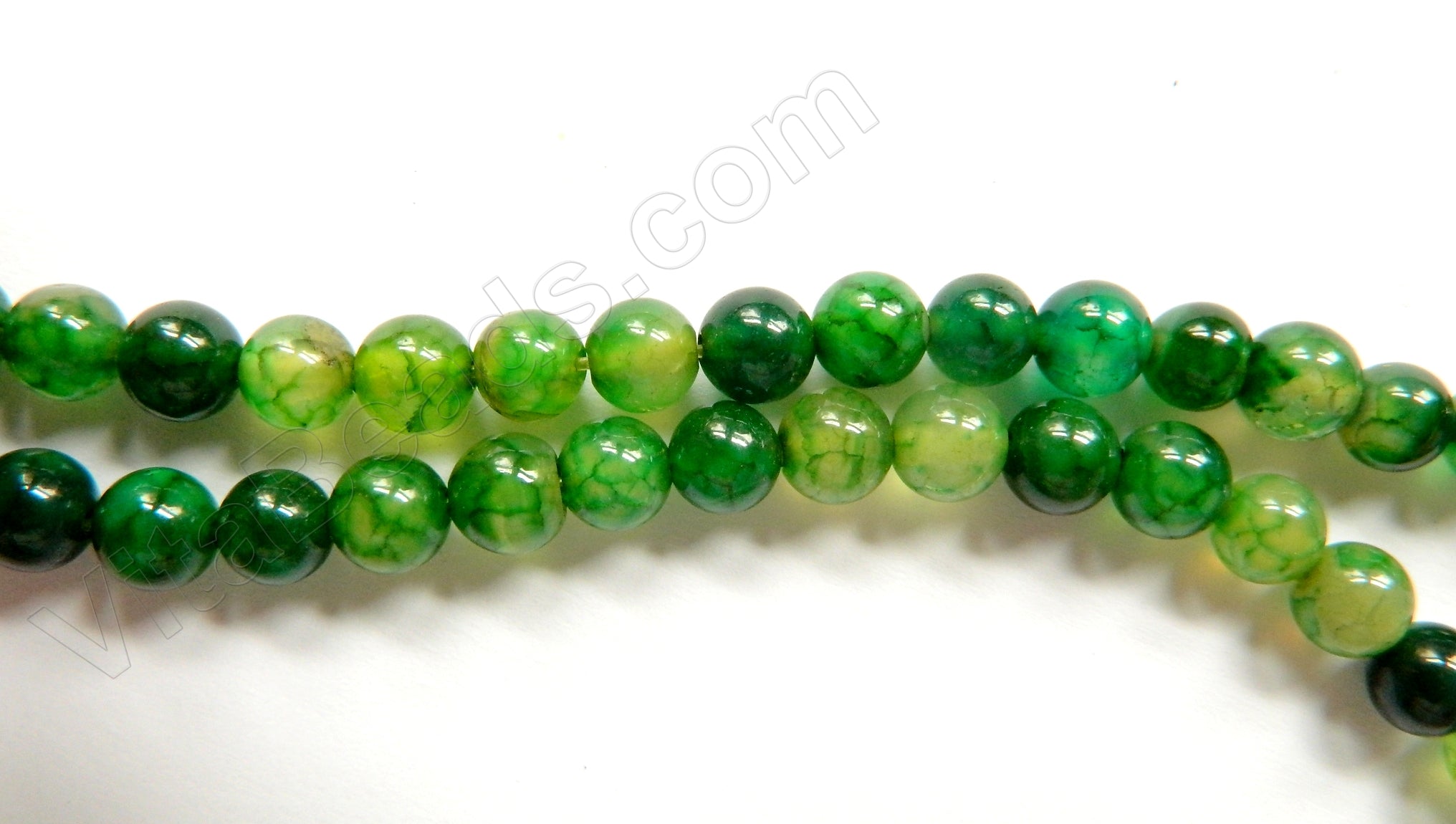 Bright Multi Green Fire Agate  -  Smooth Round  15"      6 mm
