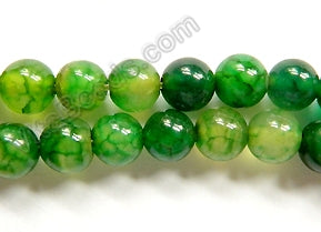 Bright Multi Green Fire Agate  -  Smooth Round  15"      6 mm