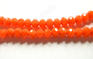 Bright Orange Quartz  -  Faceted Rondel   16"     8 mm