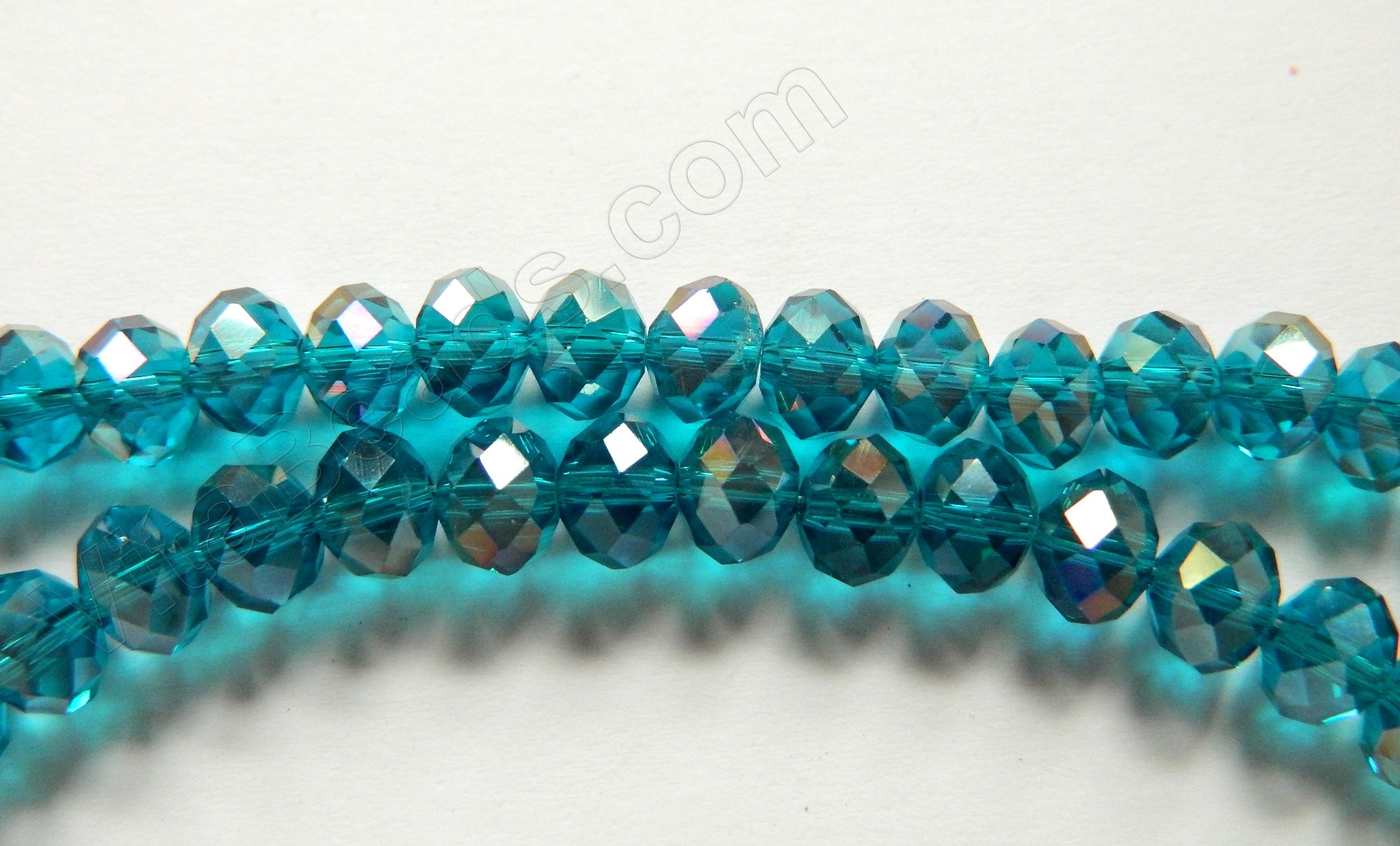 AB Coated London Blue Crystal Qtz  -  Faceted Rondel  16"     5 x 8 mm