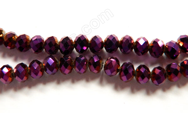 Dark Purple Metallic Crystal  -  Faceted Rondel   16"      5 x 8 mm