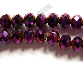 Dark Purple Metallic Crystal  -  Faceted Rondel   16"      5 x 8 mm
